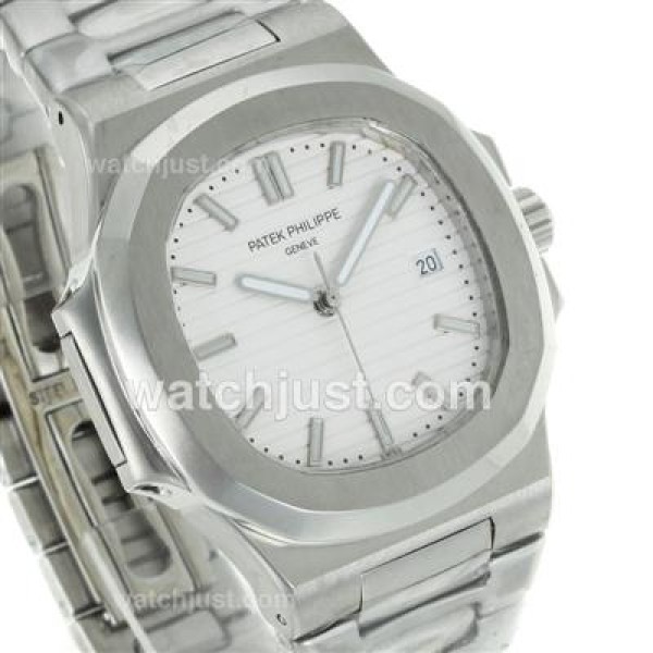 Patek Philippe Nautilus Automatic Stick Markers with White Dial S/S