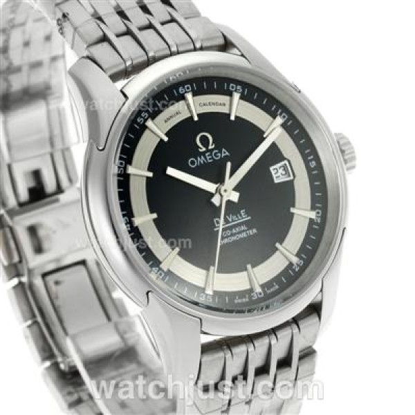 UK Best Quality Omega De Ville Replica Watches With Black Dials For Men