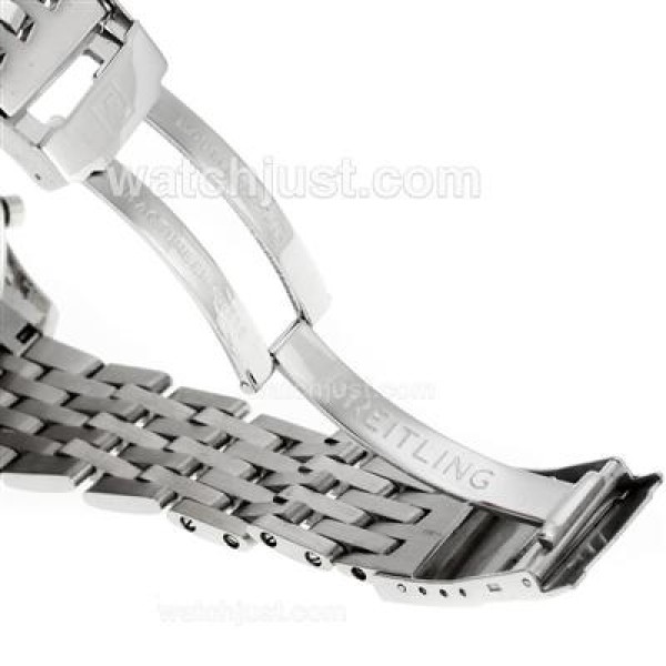 Breitling Montbrillant Chronograph Swiss Valjoux 7750 Movement Stick Markers with White Dial S/S-Sapphire Glass