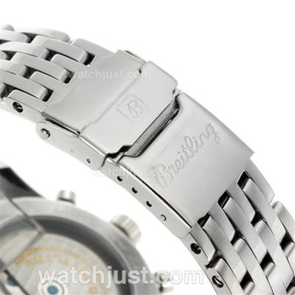 Breitling Montbrillant Chronograph Swiss Valjoux 7750 Movement Stick Markers with White Dial S/S-Sapphire Glass