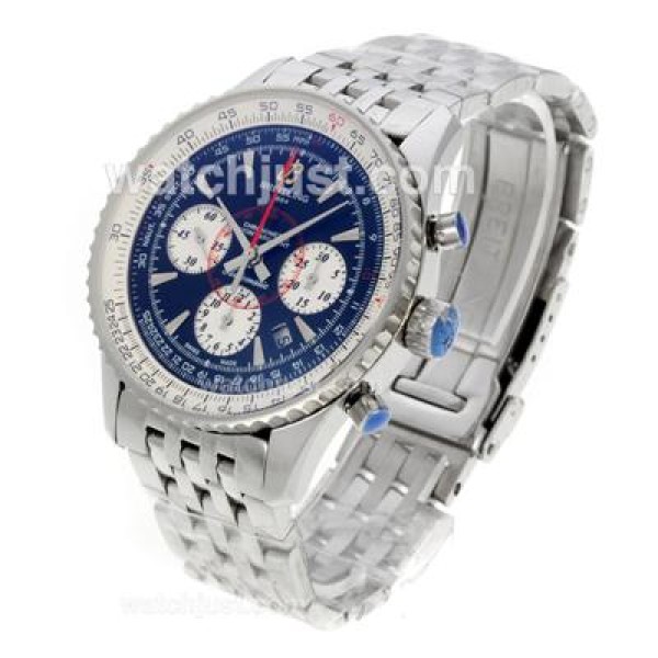 Breitling Montbrillant Chronograph Swiss Valjoux 7750 Movement Stick Markers with Black Dial S/S-Sapphire Glass