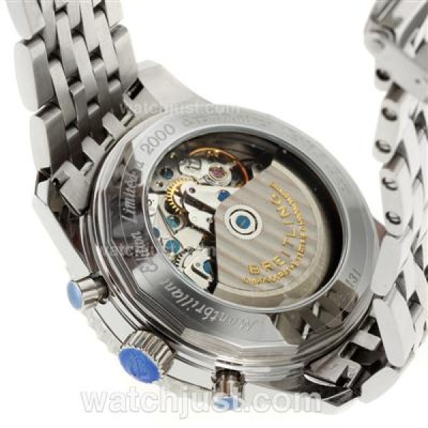 Breitling Montbrillant Chronograph Swiss Valjoux 7750 Movement Number Markers with Black Dial S/S-Sapphire Glass