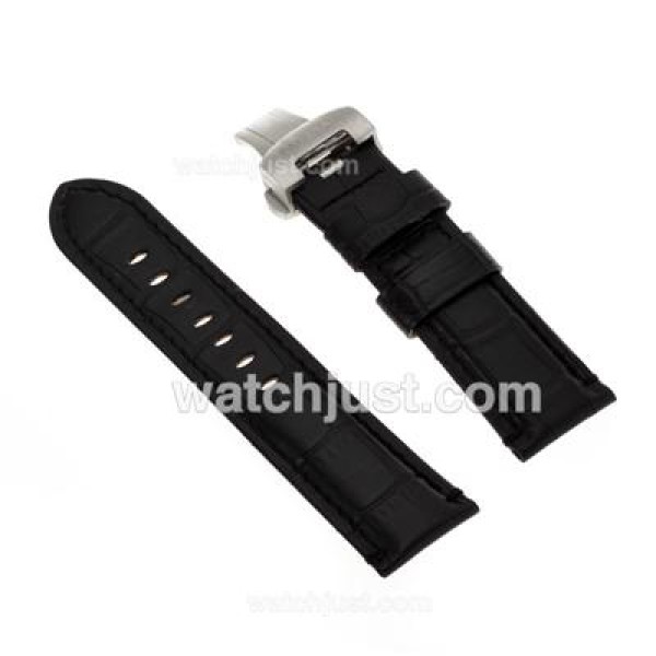 Panerai Black Leather Strap with Deployant Buckle-24mm