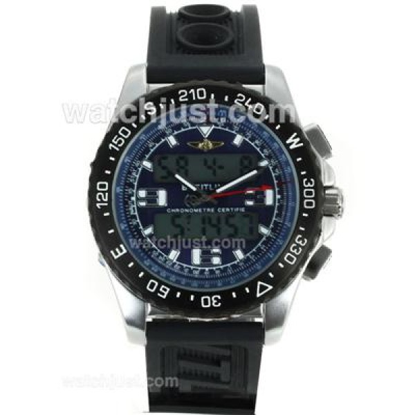 Breitling Emergency Digital Displayer PVD Bezel with Blue Dial-Rubber Strap
