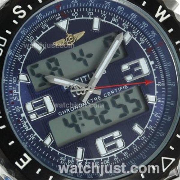 Breitling Emergency Digital Displayer PVD Bezel with Blue Dial-Rubber Strap