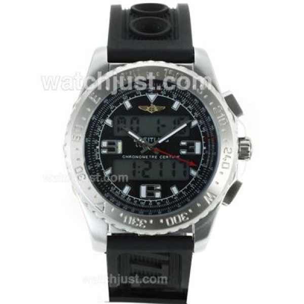 Breitling Emergency Digital Displayer with Black Dial-Rubber Strap