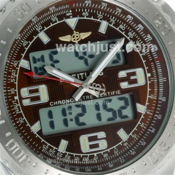 Breitling Emergency Digital Displayer with Brown Dial-Blue Leather Strap