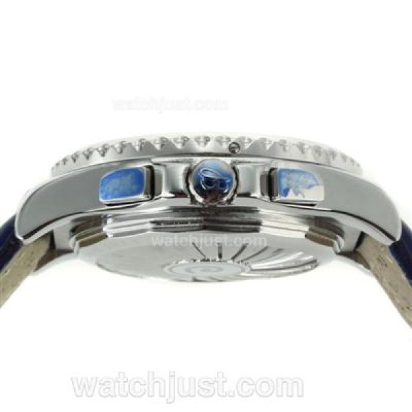 Breitling Emergency Digital Displayer with Blue Dial-Blue Leather Strap