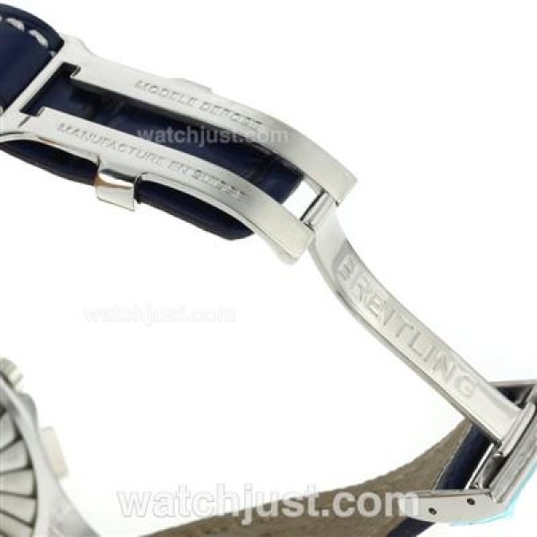 Breitling Emergency Digital Displayer PVD Bezel with White Dial-Blue Leather Strap