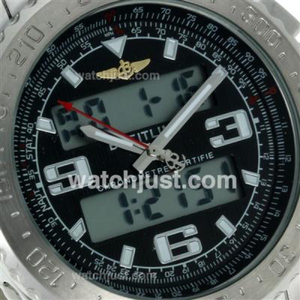 Breitling Emergency Digital Displayer with Black Dial-Brown Leather Strap