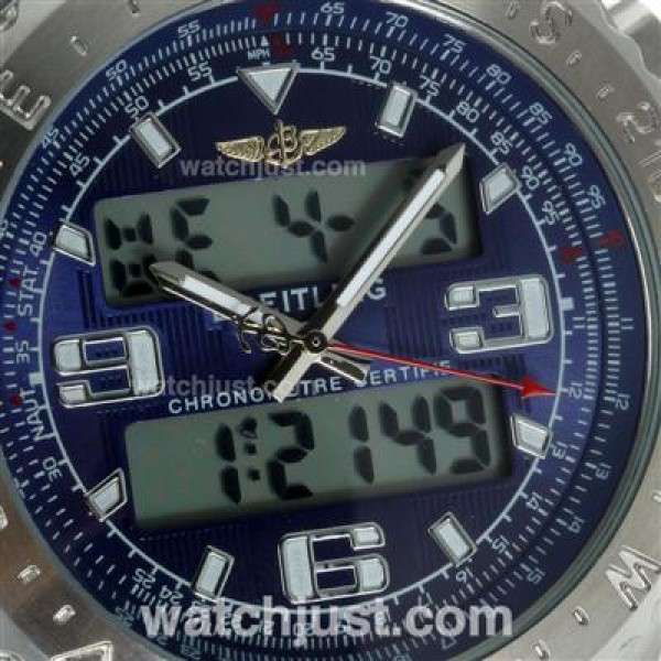 Breitling Emergency Digital Displayer with Blue Dial-Brown Leather Strap