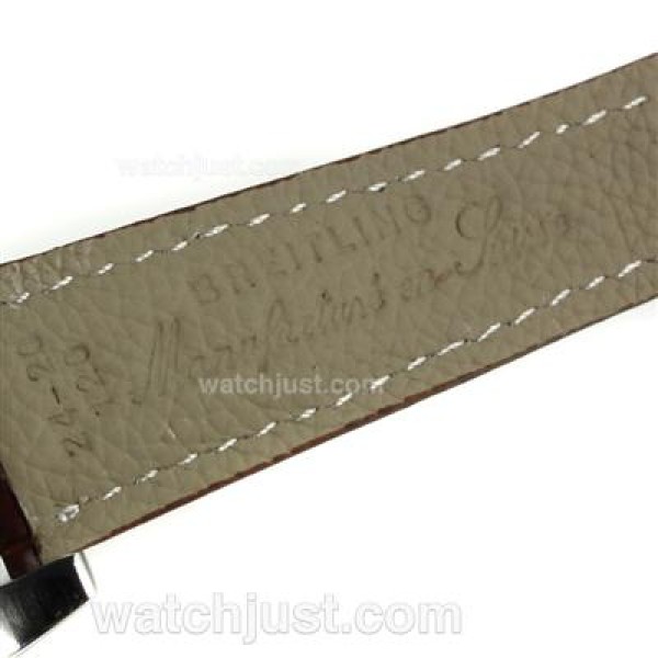 Breitling Emergency Digital Displayer PVD Bezel with Blue Dial-Brown Leather Strap