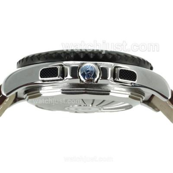 Breitling Emergency Digital Displayer PVD Bezel with Blue Dial-Brown Leather Strap