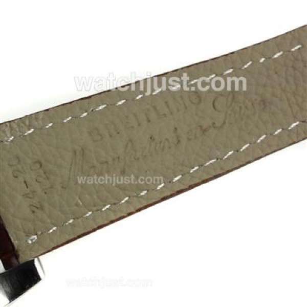 Breitling Emergency Digital Displayer PVD Bezel with White Dial-Brown Leather Strap
