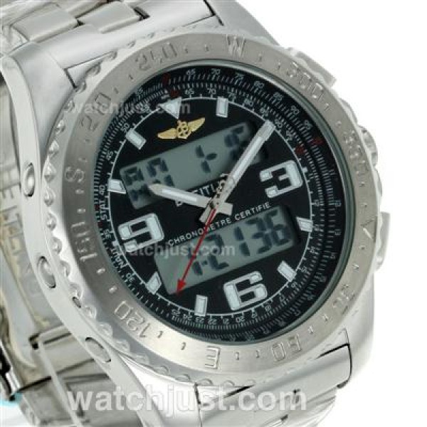Breitling Emergency Digital Displayer with Black Dial S/S