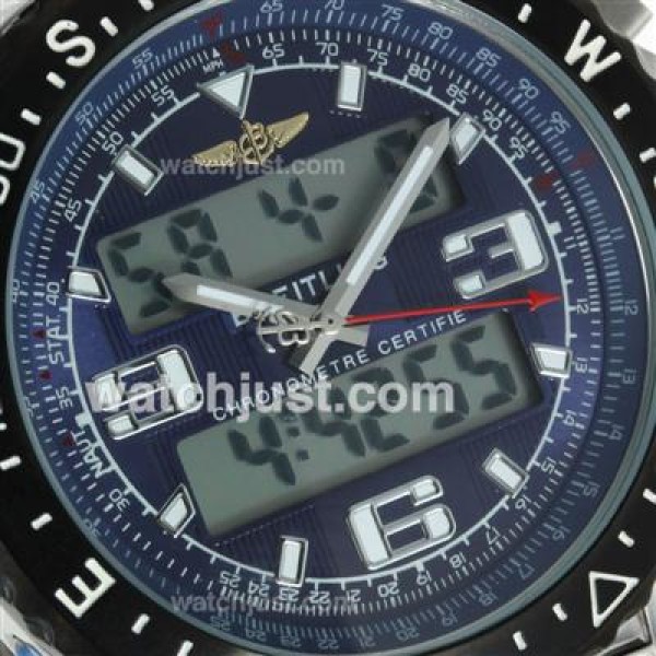 Breitling Emergency Digital Displayer PVD Bezel with Blue Dial S/S