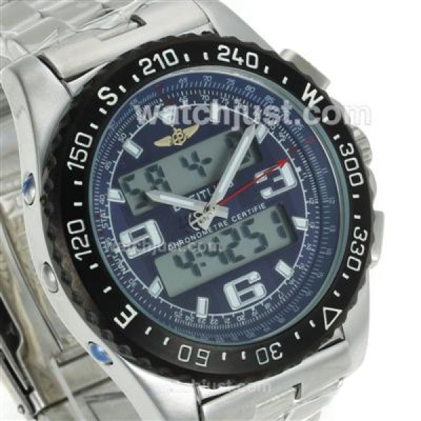 Breitling Emergency Digital Displayer PVD Bezel with Blue Dial S/S