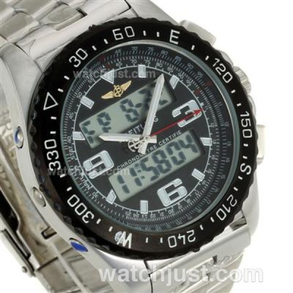 Breitling Emergency Digital Displayer PVD Bezel with Black Dial S/S