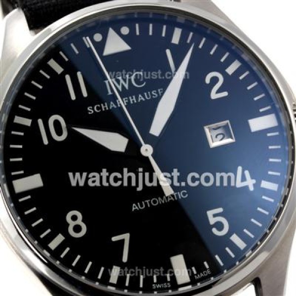 IWC Pilot Automatic White Markers with Black Dial-Leather Strap