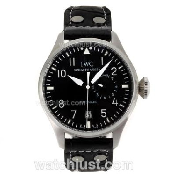 IWC Pilot Working Power Reserve Automatic White Markers with Black Dial-Leather Strap