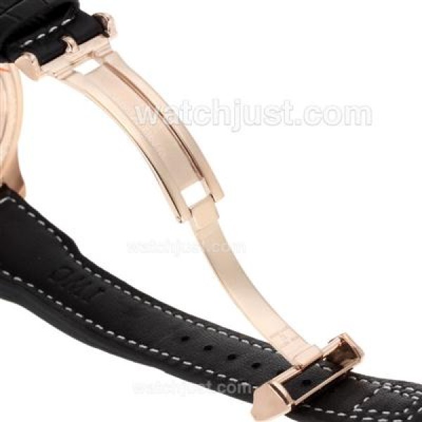 IWC Pilot Automatic Rose Gold Case Orange Markers with Gray Dial-Leather Strap