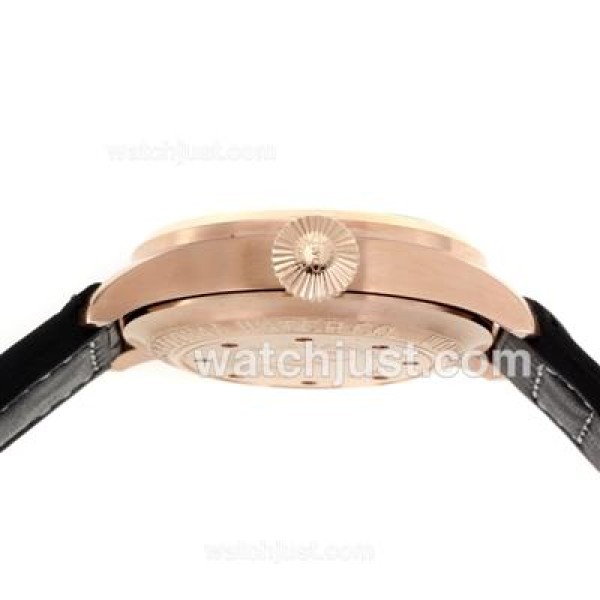 IWC Pilot Automatic Rose Gold Case Orange Markers with Gray Dial-Leather Strap