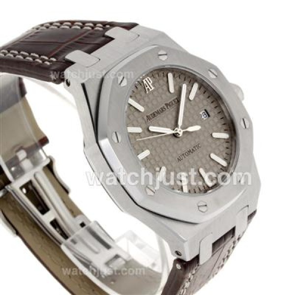 Audemars Piguet Royal Oak Automatic with Gray Dial-Leather Strap