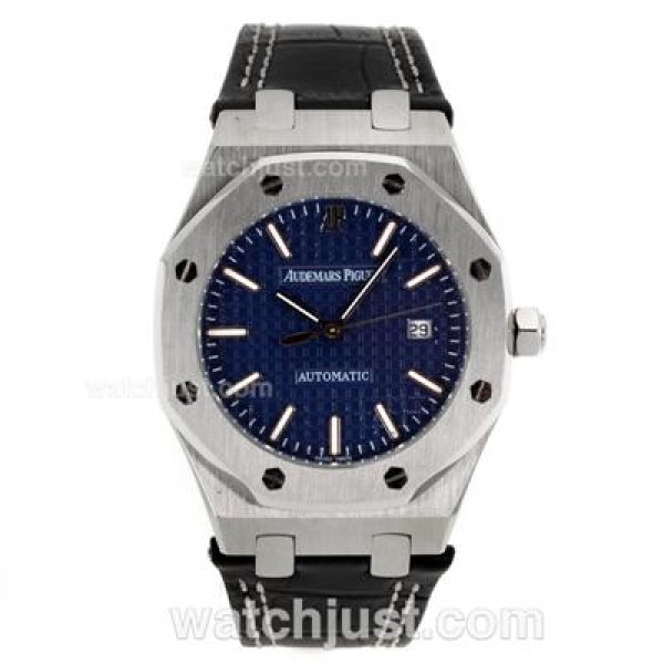 Audemars Piguet Royal Oak Automatic with Blue Dial-Leather Strap