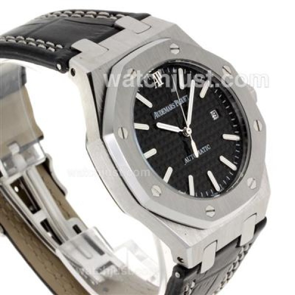 Audemars Piguet Royal Oak Automatic with Black Dial-Leather Strap