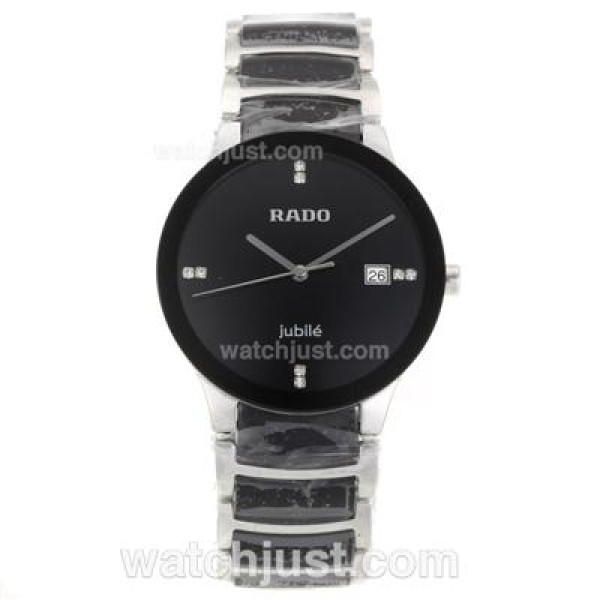 Rado Centrix Jubile Ceramic Bezel Diamond Markers with Black Dial
