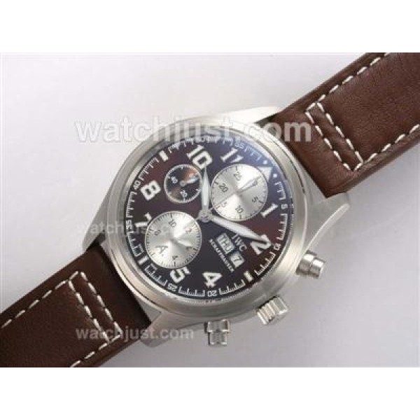 IWC Saint Exupery Chronograph Swiss Valjoux 7750 Movement Brown Dial with AR Coating