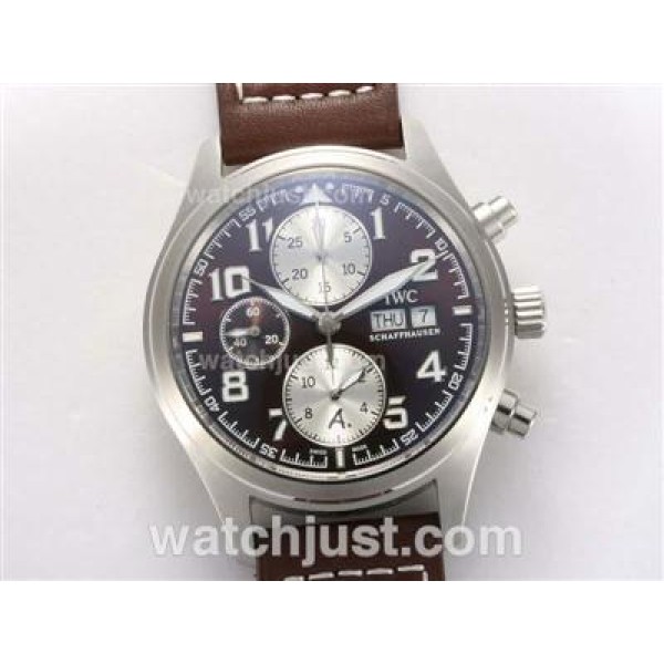 IWC Saint Exupery Chronograph Swiss Valjoux 7750 Movement Brown Dial with AR Coating