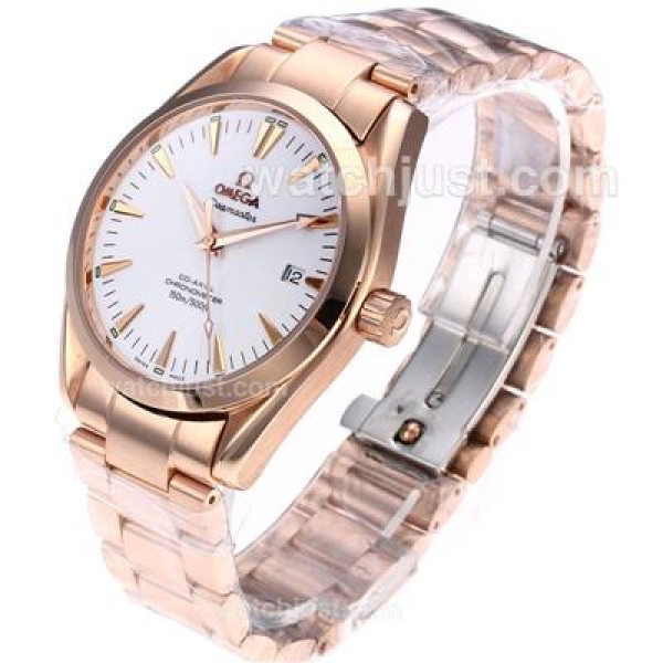 Omega Seamaster Aqua Terra Automatic Full Rose Gold with White Dial-Same Chassis As Swiss Version-High Quality
