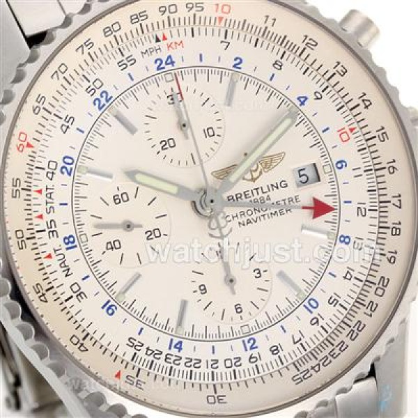 Breitling Navitimer World Swiss Valjoux 7750 Movement with White Dial