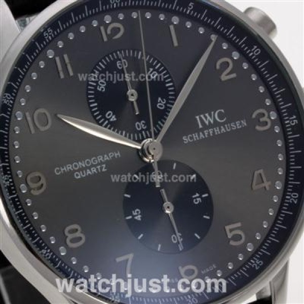 IWC Portuguese Working Chronograph with Gray Dial-Leather Strap