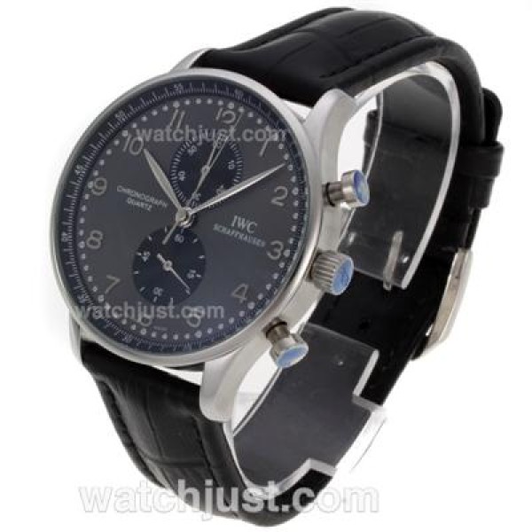 IWC Portuguese Working Chronograph with Gray Dial-Leather Strap