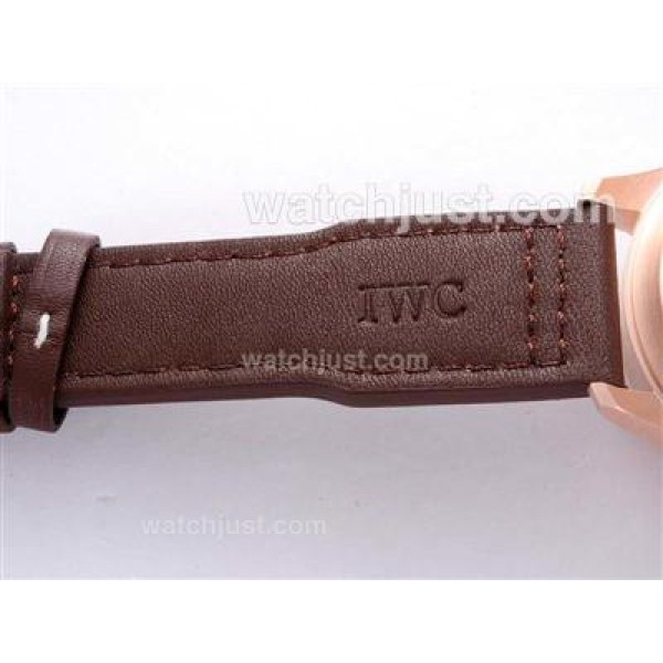 IWC Saint Exupery Chronograph Swiss Valjoux 7750 Movement Rose Gold Case with Brown Dial-AR Coating