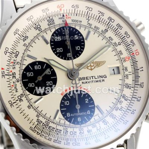 Breitling Navitimer Chronograph Swiss Valjoux 7750 Movement with White Dial