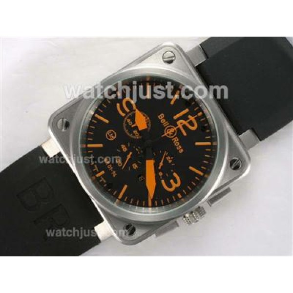 Bell & Ross BR 01-94 Working Chronograph Orange Marking with Black Dial-Rubber Strap 46x46mm