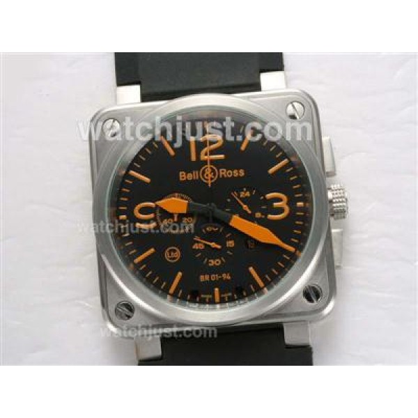 Bell & Ross BR 01-94 Working Chronograph Orange Marking with Black Dial-Rubber Strap 46x46mm
