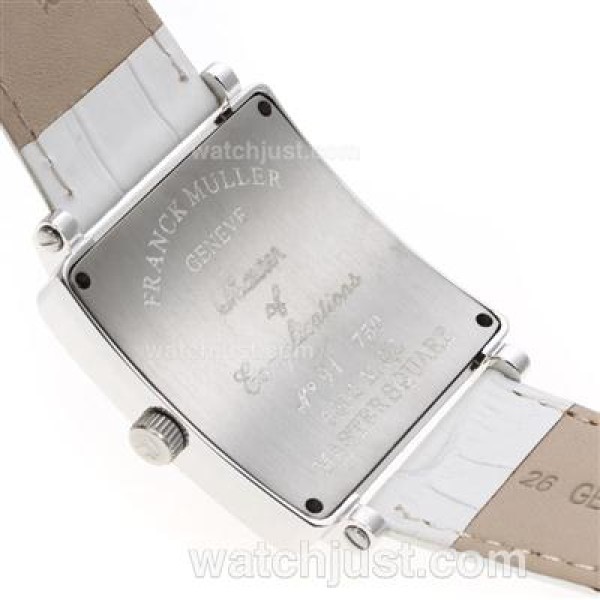 Franck Muller Master Square Swiss ETA Movement Diamond Bezel with White Dial and Strap