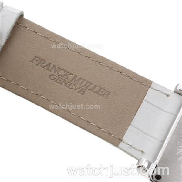 Franck Muller Master Square Swiss ETA Movement Diamond Bezel with White Dial and Strap