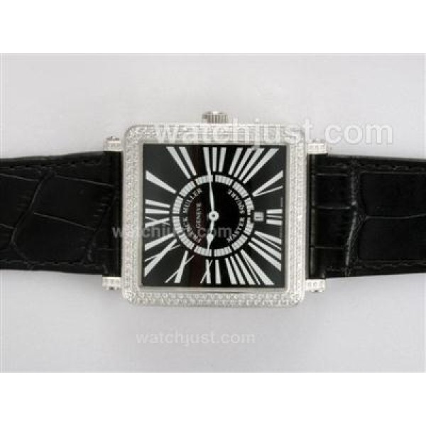Franck Muller Master Square Swiss ETA Movement Diamond Bezel with Black Dial and Strap