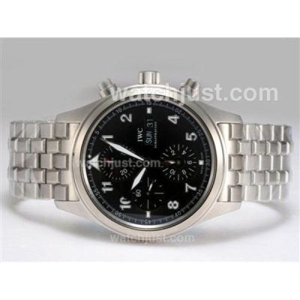 IWC Spitfire Double Chronograph Swiss Valjoux 7750 Movement with Black Dial