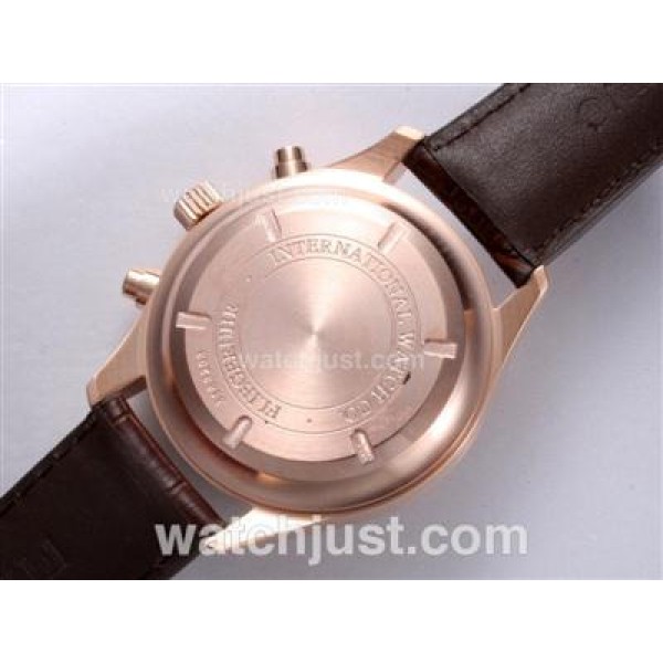 IWC Pilot Chronograph Swiss Valjoux 7750 Movement Rose Gold Case with Black Dial-AR Coating