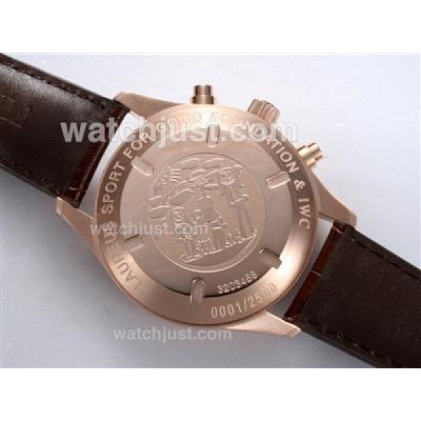 IWC Pilot Chronograph Swiss Valjoux 7750 Movement Rose Gold Case with Black Dial-AR Coating