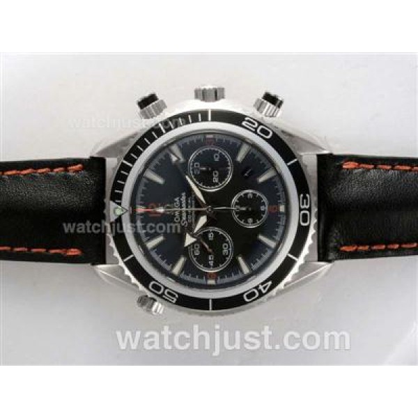 Omega Seamaster Planet Ocean Chronograph Swiss Valjoux 7750 Movement AR Coating-Orange marking