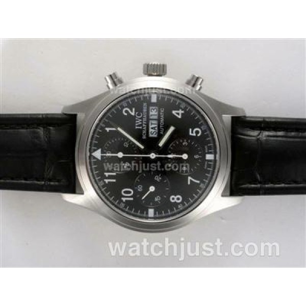 IWC Fliegeruhr Chronograph Swiss Valjoux 7750 Movement with Black Dial