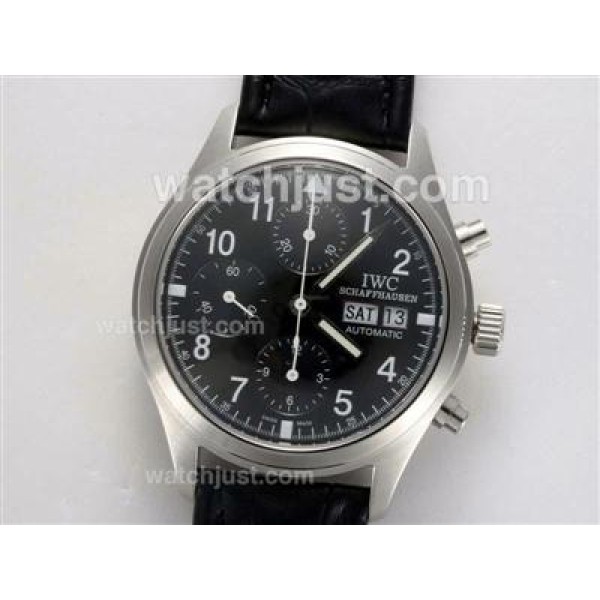 IWC Fliegeruhr Chronograph Swiss Valjoux 7750 Movement with Black Dial