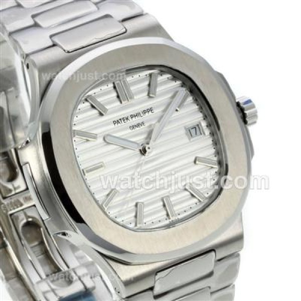 Patek Philippe Nautilus Automatic Stick Markers with White Dial S/S